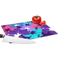 KitchenYeah Glazen Snijplank - 28x20 - Tropisch - Bloemen - Hawaii - Patroon - Snijplanken Glas