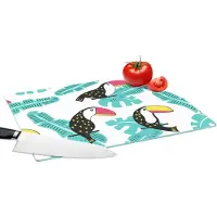KitchenYeah Glazen Snijplank - 39x28 - Patroon - Jungle - Toekan - Snijplanken Glas