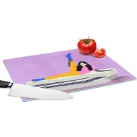 KitchenYeah Glazen Snijplank - 39x28 - Vrouw - Vintage - Pastel - Snijplanken Glas