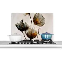 KitchenYeah Spatscherm keuken 90x60 cm - Kookplaat achterwand Vintage - Bloemen - Planten - Abstract - Muurbeschermer - Spatwand fornuis - Hoogwaardig aluminium