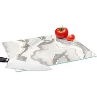 KitchenYeah Glazen Snijplank - 39x28 - Marmer - Bruin - Lijn - Snijplanken Glas