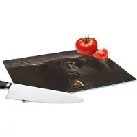 KitchenYeah Glazen Snijplank - 28x20 - Schotse hooglander - Goud - Koebel - Hoorns - Dieren - Snijplanken Glas