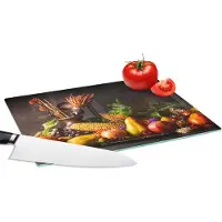 KitchenYeah Glazen Snijplank - 28x20 - Groente - Fruit - Rustiek - Tafel - Snijplanken Glas
