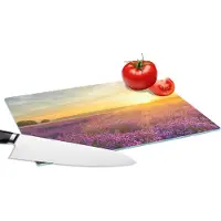 KitchenYeah Glazen Snijplank - 28x20 - Lavendel - Zonsondergang - Bomen - Paars - Snijplanken Glas
