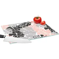 KitchenYeah Glazen Snijplank - 39x28 - Monstera - Pastel - Patronen - Bladeren - Snijplanken Glas