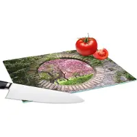 KitchenYeah Glazen Snijplank - 28x20 - Doorkijk - Sakura - Bloesem - Japans - Snijplanken Glas