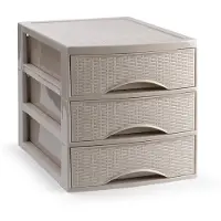 PlasticForte Ladekastje bureau organizer SORTED - 3 lades - beige - L26 x B35 x H28 cm - kunststof - organiseren