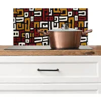 KitchenYeah Spatscherm keuken 60x30 cm - Kookplaat achterwand Abstract - Patroon - Rood - Muurbeschermer - Spatwand fornuis - Hoogwaardig aluminium