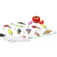 KitchenYeah Glazen Snijplank - 39x28 - IJshoorntjes - IJs - Patroon - Snijplanken Glas