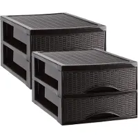 PlasticForte Ladekastje bureau organizer SORTED - 4x - 2 lades - donkerbruin - L26 x B35 x H19 cm - kunststof - organiseren