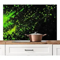 KitchenYeah Spatscherm keuken 120x80 cm - Kookplaat achterwand Spetters - Groen - Chaotisch - Groen - Muurbeschermer - Spatwand fornuis - Hoogwaardig aluminium
