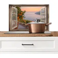 KitchenYeah Spatscherm keuken 70x50 cm - Kookplaat achterwand Doorkijk - Uitzicht - Meer - Landschap - Muurbeschermer - Spatwand fornuis - Hoogwaardig aluminium