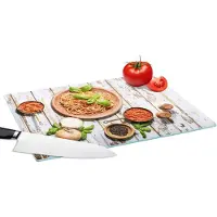 KitchenYeah Glazen Snijplank - 39x28 - Pasta - Basilicum - Groente - Snijplanken Glas