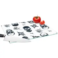 KitchenYeah Glazen Snijplank - 39x28 - Tiener - Skull - Rozen - Patroon - Snijplanken Glas