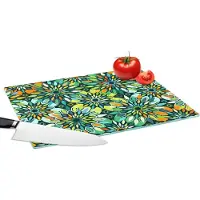 KitchenYeah Glazen Snijplank - 39x28 - Patroon - Mandala - Groen - Snijplanken Glas