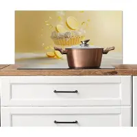 KitchenYeah Spatscherm keuken 80x40 cm - Kookplaat achterwand Citroen - Taart - Eten - Geel - Muurbeschermer - Spatwand fornuis - Hoogwaardig aluminium