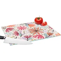 KitchenYeah Glazen Snijplank - 39x28 - Bloemen - Regenboog - Design - Snijplanken Glas