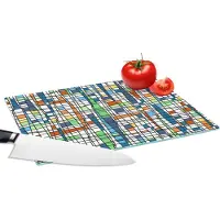 KitchenYeah Glazen Snijplank - 28x20 - Patronen - Lijn - Wit - Snijplanken Glas