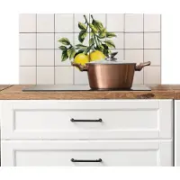 KitchenYeah Spatscherm keuken 90x45 cm - Kookplaat achterwand Citroen - Decoratie - Keramiek - Takken - Muurbeschermer - Spatwand fornuis - Hoogwaardig aluminium