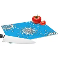KitchenYeah Glazen Snijplank - 28x20 - Bloemen - Sneeuwvlok - Design - Winter - Snijplanken Glas