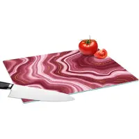 KitchenYeah Glazen Snijplank - 39x28 - Marmer - Roze - Lijn - Snijplanken Glas