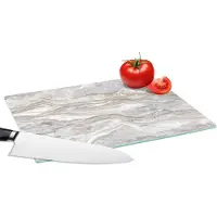 KitchenYeah Glazen Snijplank - 28x20 - Marmer - Textuur - Grijs - Snijplanken Glas