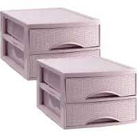 PlasticForte Ladekastje bureau organizer SORTED - 2x - 2 lades - roze - L26 x B35 x H19 cm - kunststof - organiseren