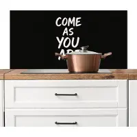 KitchenYeah Spatscherm keuken 100x50 cm - Kookplaat achterwand Quote - Zwart - Simpel - Muurbeschermer - Spatwand fornuis - Hoogwaardig aluminium