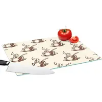 KitchenYeah Glazen Snijplank - 39x28 - Patronen - Vintage - Koffie - Snijplanken Glas