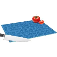 KitchenYeah Glazen Snijplank - 39x28 - Kompas - Blauw - Patronen - Snijplanken Glas