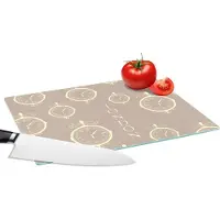 KitchenYeah Glazen Snijplank - 28x20 - Londen - Klok - Patroon - Vintage - Snijplanken Glas