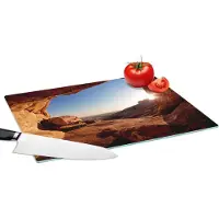 KitchenYeah Glazen Snijplank - 39x28 - Grot - Woestijn - Zon - Landschap - Snijplanken Glas