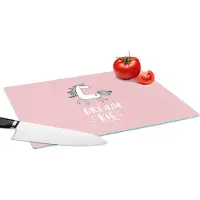 KitchenYeah Glazen Snijplank - 39x28 - Eenhoorn - Kinderen - Quotes - Dream big - Meisjes - Roze - Snijplanken Glas