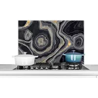 KitchenYeah Spatscherm keuken 80x55 cm - Kookplaat achterwand Edelstenen - Geode steen - Agaat - Muurbeschermer - Spatwand fornuis - Hoogwaardig aluminium