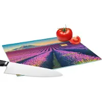 KitchenYeah Glazen Snijplank - 28x20 - Lavendel - Berg - Bloemen - Snijplanken Glas