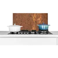 KitchenYeah Spatscherm keuken 70x30 cm - Kookplaat achterwand Bruin - Oranje - Abstract - Vintage - Roest print - Patroon - Muurbeschermer - Spatwand fornuis - Hoogwaardig aluminium