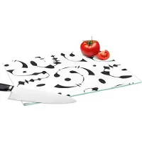 KitchenYeah Glazen Snijplank - 39x28 - Line Art - Abstract - Zwart Wit - Patroon - Snijplanken Glas