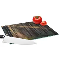 KitchenYeah Glazen Snijplank - 28x20 - Bomen - Bos - Zon - Planten - Snijplanken Glas