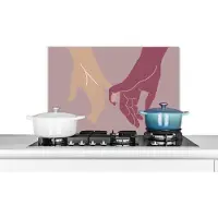 KitchenYeah Spatscherm keuken 60x40 cm - Kookplaat achterwand Handen - Kleuren - Abstract - Kunst - Muurbeschermer - Spatwand fornuis - Hoogwaardig aluminium