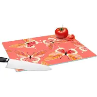KitchenYeah Glazen Snijplank - 39x28 - Vlinders - Patronen - Roze - Snijplanken Glas