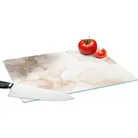 KitchenYeah Glazen Snijplank - 39x28 - Marmer - Bruin - Goud - Snijplanken Glas