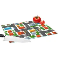 KitchenYeah Glazen Snijplank - 39x28 - Patronen - Auto - Huis - Jongens - Kinderen - Kids - Snijplanken Glas