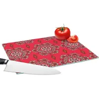 KitchenYeah Glazen Snijplank - 28x20 - Mandala - Design - Bloem - Snijplanken Glas