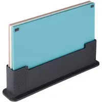 Hi Set van 3 snijplanken - groente/vis/vlees - multicolor - kunststof - 35 x 7 x 23 cm - met standaard