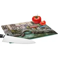 KitchenYeah Glazen Snijplank - 28x20 - Schilderij - Olieverf - Water - Gracht - Italië - Snijplanken Glas