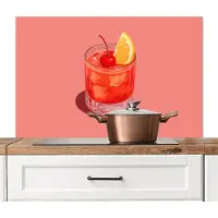 KitchenYeah Spatscherm keuken 100x65 cm - Kookplaat achterwand Glas - Ijsblokjes - Citroen - Kers - Muurbeschermer - Spatwand fornuis - Hoogwaardig aluminium