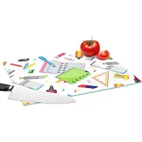 KitchenYeah Glazen Snijplank - 39x28 - Patroon - School - Potlood - Snijplanken Glas