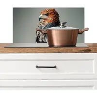 KitchenYeah Spatscherm keuken 60x30 cm - Kookplaat achterwand Vogel - Realistisch - Veren - Bruin - Muurbeschermer - Spatwand fornuis - Hoogwaardig aluminium