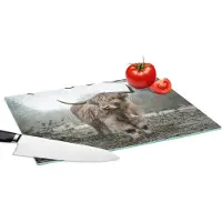KitchenYeah Glazen Snijplank - 39x28 - Schotse hooglander - Natuur - Herfst - Dieren - Wild - Bos - Snijplanken Glas