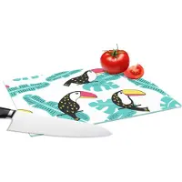 KitchenYeah Glazen Snijplank - 28x20 - Patroon - Jungle - Toekan - Snijplanken Glas